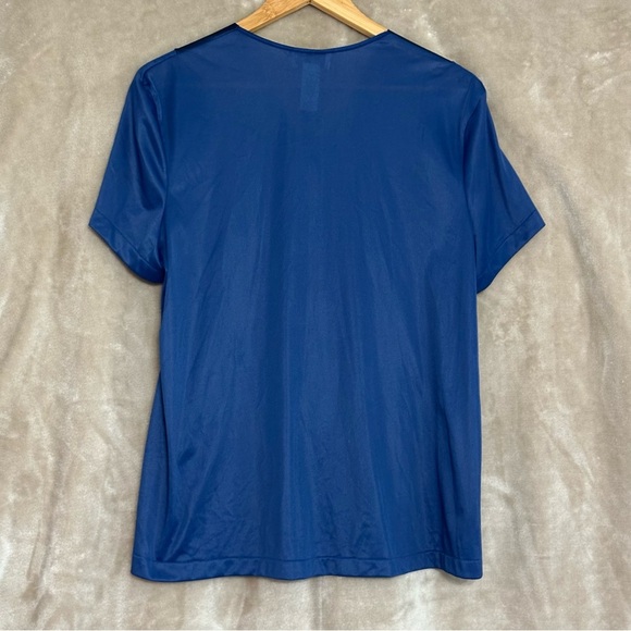 Vanity Fair Bed Jacket Loungewear Top Navy Blue Lace Short Sleeve Size Large - Picture 2 of 8